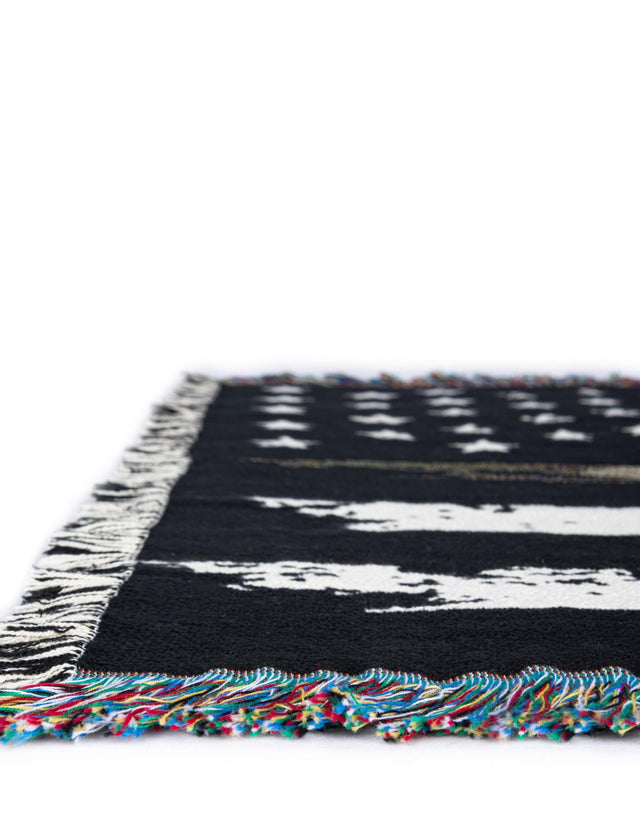 Black and White 4' 6 x 6' Throw Blanket Rectangle Area Rug 100% Cotton Washable Cozy Soft Warm Room Decor Accent Made In USA