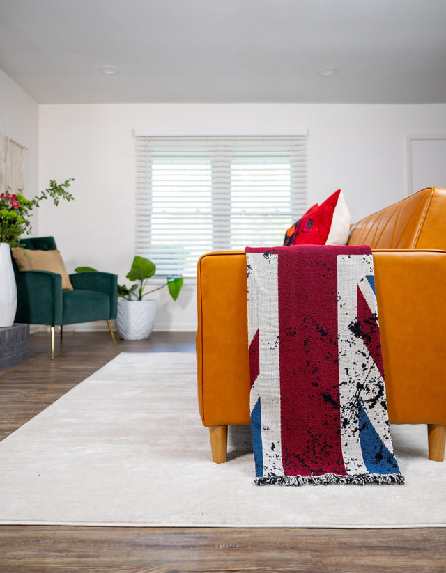 Red and Blue 4' 6 x 6' Throw Blanket Rectangle Area Rug 100% Cotton Washable Cozy Soft Warm Room Decor Accent Made In USA