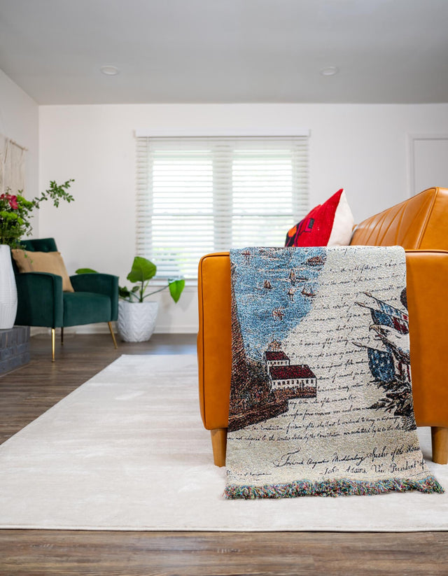 Multicolor 4' 6 x 6' Throw Blanket Rectangle Area Rug 100% Cotton Washable Cozy Soft Warm Room Decor Accent Made In USA