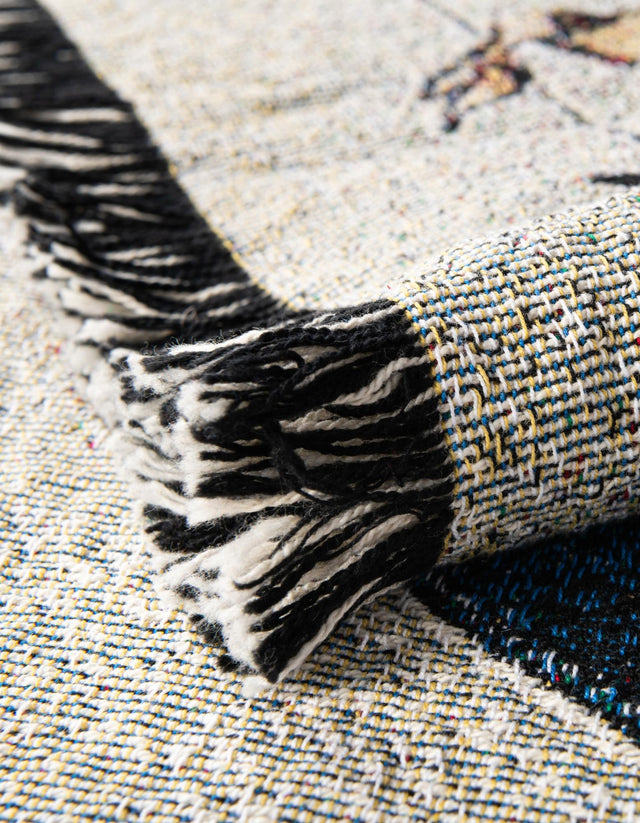 Multicolor 4' 6 x 6' Throw Blanket Rectangle Area Rug 100% Cotton Washable Cozy Soft Warm Room Decor Accent Made In USA