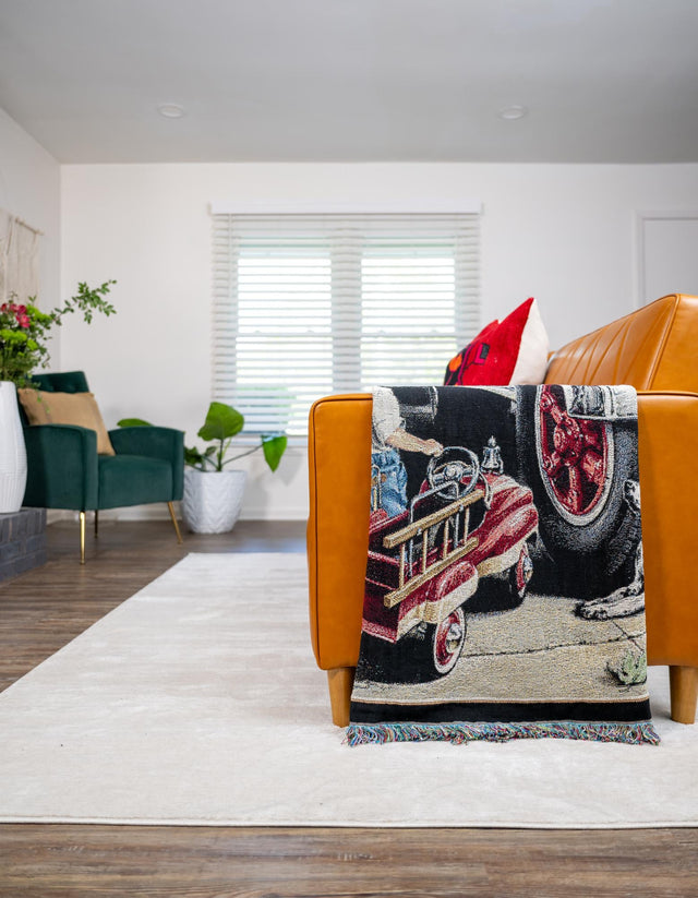 Multicolor 4' 6 x 6' Throw Blanket Rectangle Area Rug 100% Cotton Washable Cozy Soft Warm Room Decor Accent Made In USA