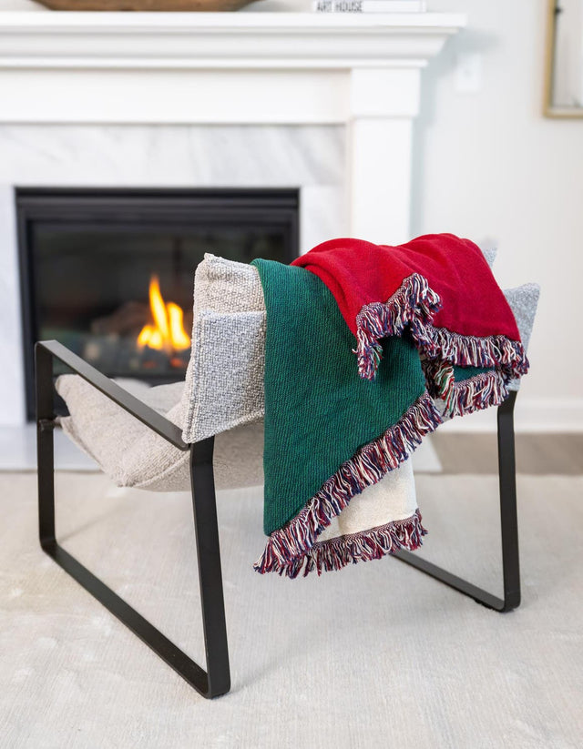 Multicolor 4' x 5' 4 Throw Blanket Rectangle Area Rug 100% Cotton Washable Cozy Soft Warm Room Decor Accent Made In USA