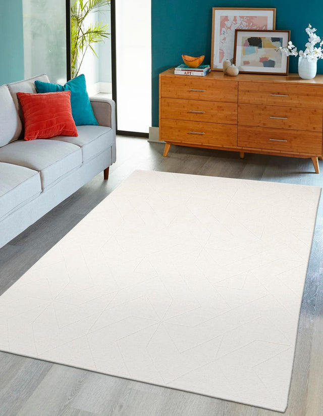 Pearl Ivory 2' x 3' 1 WoolCraft Geometric Rectangle Area Rug Hand Tufted Premium 100% Wool With Cotton Backing Luxury Carpet for Sale at Rug Engine