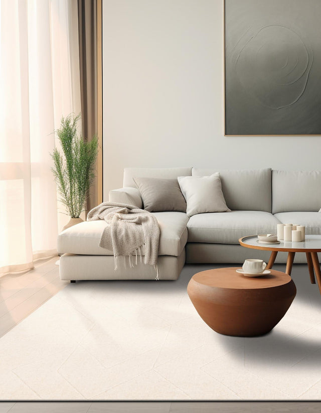 Pearl Ivory 7' 10 x 7' 10 WoolCraft Geometric Square Area Rug Hand Tufted Premium 100% Wool With Cotton Backing Luxury Carpet for Sale at Rug Engine