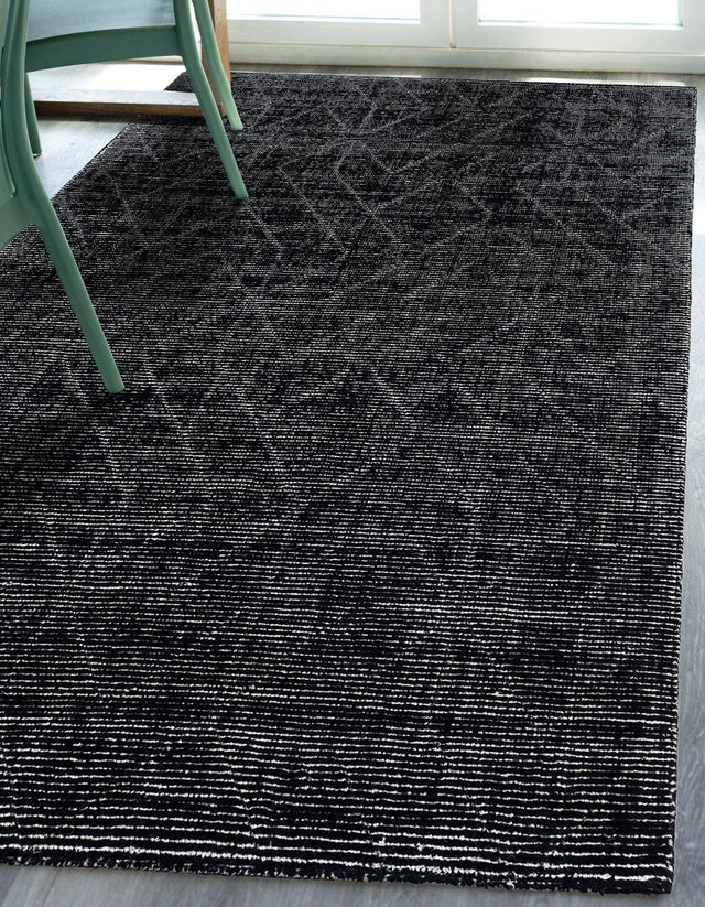 Jet Black 7' 10 x 10' WoolCraft Geometric Rectangle Area Rug Hand Tufted Premium 100% Wool With Cotton Backing Luxury Carpet for Sale at Rug Engine