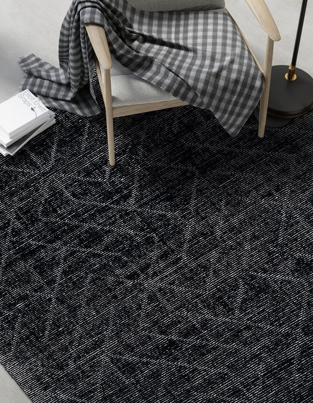 Jet Black 9' x 12' WoolCraft Geometric Rectangle Area Rug Hand Tufted Premium 100% Wool With Cotton Backing Luxury Carpet for Sale at Rug Engine