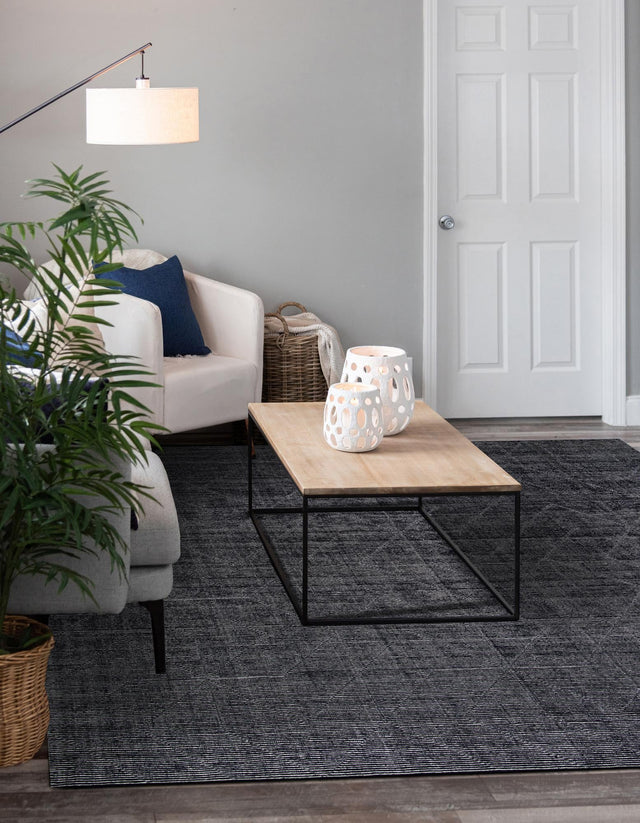 Jet Black 10' x 10' WoolCraft Geometric Square Area Rug Hand Tufted Premium 100% Wool With Cotton Backing Luxury Carpet for Sale at Rug Engine