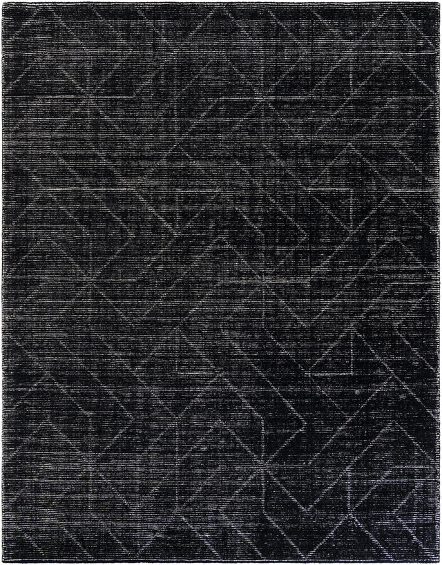 Jet Black 7' 10 x 10' WoolCraft Geometric Rectangle Area Rug Hand Tufted Premium 100% Wool With Cotton Backing Luxury Carpet for Sale at Rug Engine