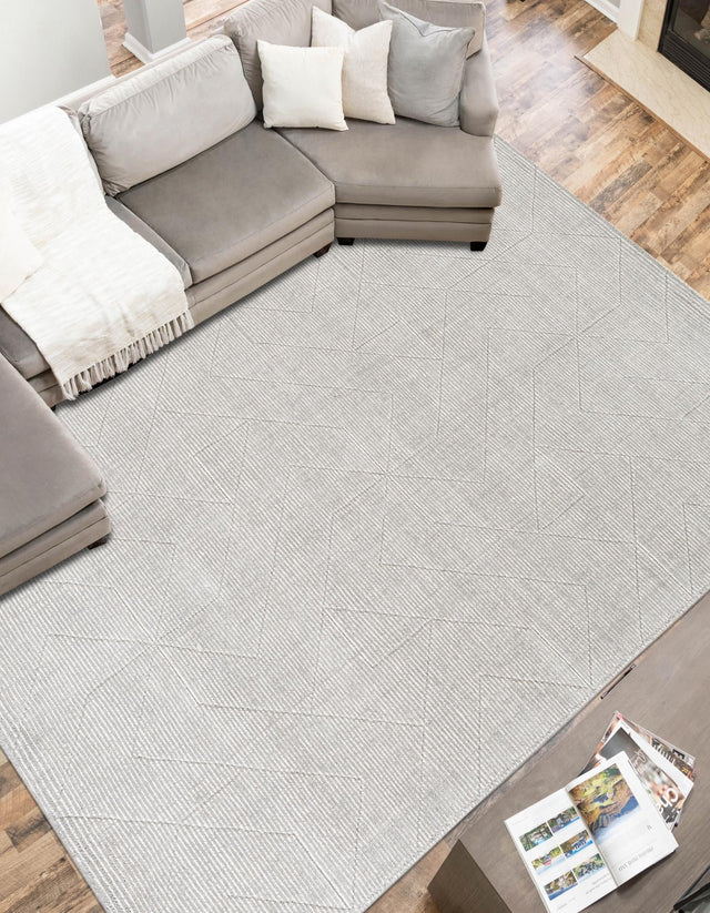 Steel gray 10' x 14' 1 WoolCraft Geometric Rectangle Area Rug Hand Tufted Premium 100% Wool With Cotton Backing Luxury Carpet for Sale at Rug Engine