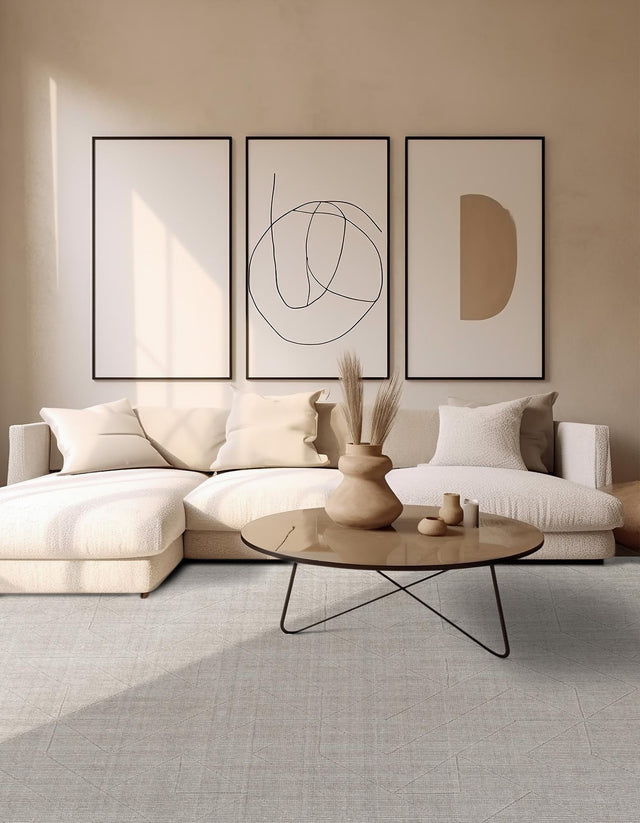 Steel gray 7' 10 x 7' 10 WoolCraft Geometric Square Area Rug Hand Tufted Premium 100% Wool With Cotton Backing Luxury Carpet for Sale at Rug Engine