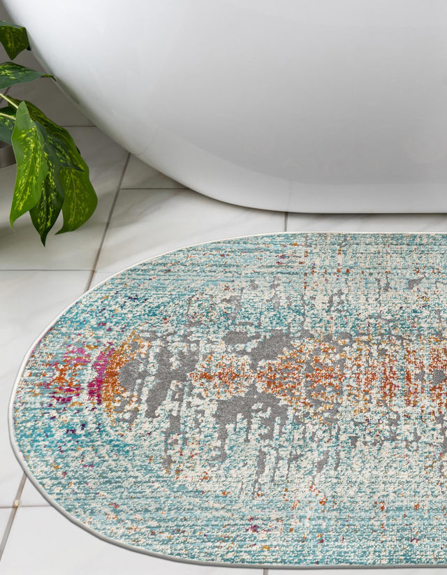 Blue 3' 7 x 5' 3 Budapest Oval Area Rug 70% Polypropylene & 30% Polyester With Cotton Backing Traditional Classical Room Carpet for Sale at Rug Engine