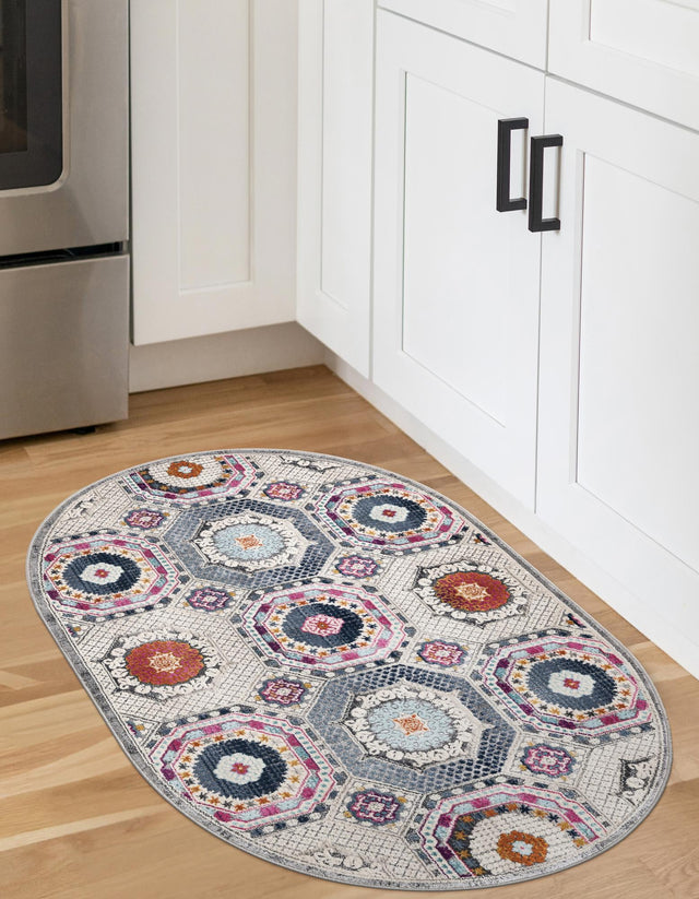 Multicolor 3' 7 x 5' 3 Budapest Oval Area Rug 70% Polypropylene & 30% Polyester With Cotton Backing Traditional Classical Room Carpet for Sale at Rug Engine