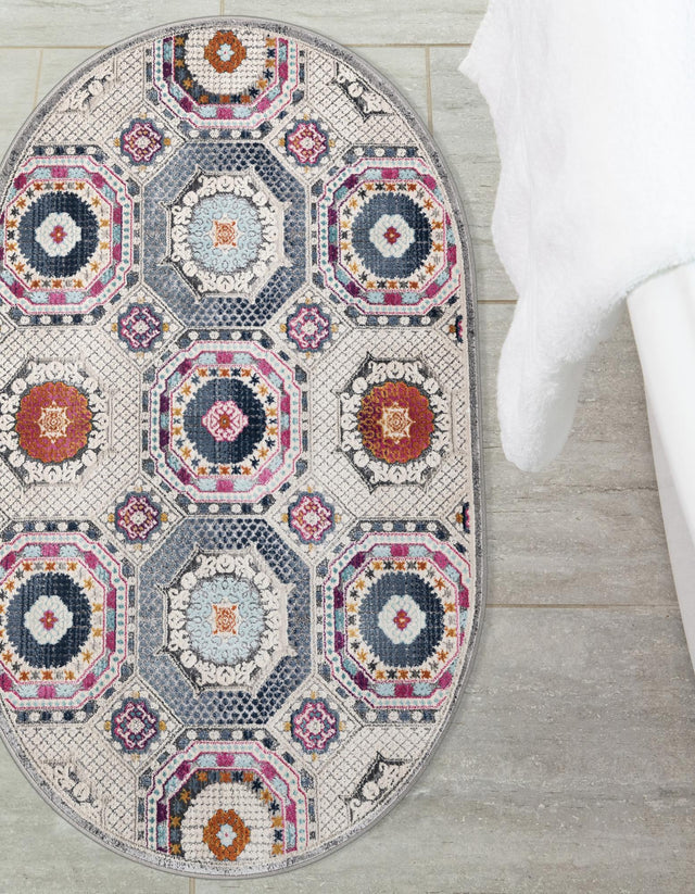 Multicolor 3' 7 x 5' 3 Budapest Oval Area Rug 70% Polypropylene & 30% Polyester With Cotton Backing Traditional Classical Room Carpet for Sale at Rug Engine