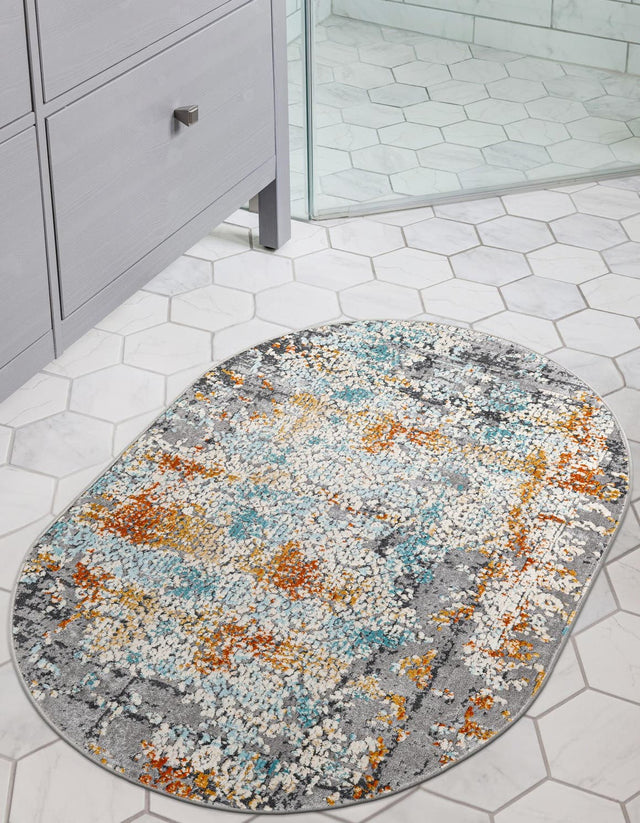 Gray 3' 7 x 5' 3 Budapest Oval Area Rug 70% Polypropylene & 30% Polyester With Cotton Backing Traditional Classical Room Carpet for Sale at Rug Engine