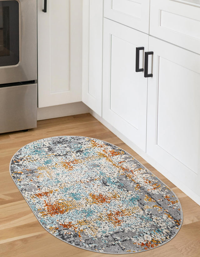 Gray 3' 7 x 5' 3 Budapest Oval Area Rug 70% Polypropylene & 30% Polyester With Cotton Backing Traditional Classical Room Carpet for Sale at Rug Engine