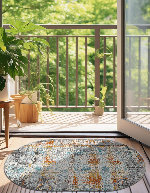 Gray 3' 7 x 5' 3 Budapest Oval Area Rug 70% Polypropylene & 30% Polyester With Cotton Backing Traditional Classical Room Carpet for Sale at Rug Engine