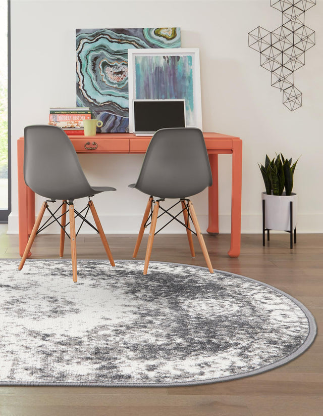 Gray 2' x 3' 1 Rosso Oval Area Rug Vintage Distressed Faded Traditional Design Carpet for Unique Home Interior Design for Sale at Rug Engine