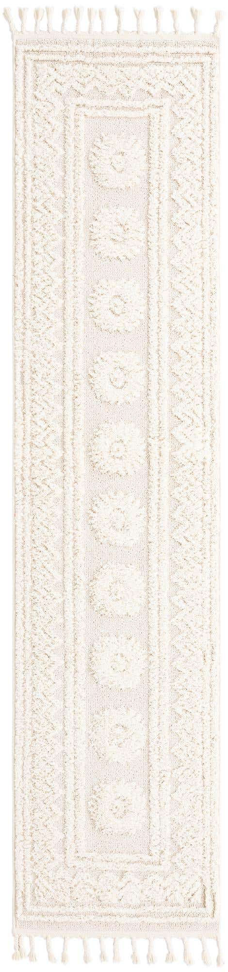 Ivory 2' 7 x 10' Boho Runner Area Rug 100% Polyester With Cotton Backing Geometric Modern Boho Bohemian Decor Carpet for Living Rooms Office Dining Kitchen Unique Interior Design for Sale at Rug Engine