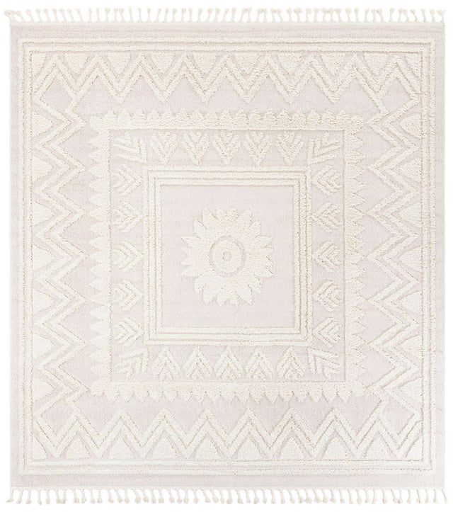 Ivory 10' x 10' Boho Square Area Rug 100% Polyester With Cotton Backing Geometric Modern Boho Bohemian Decor Carpet for Living Rooms Office Dining Kitchen Unique Interior Design for Sale at Rug Engine