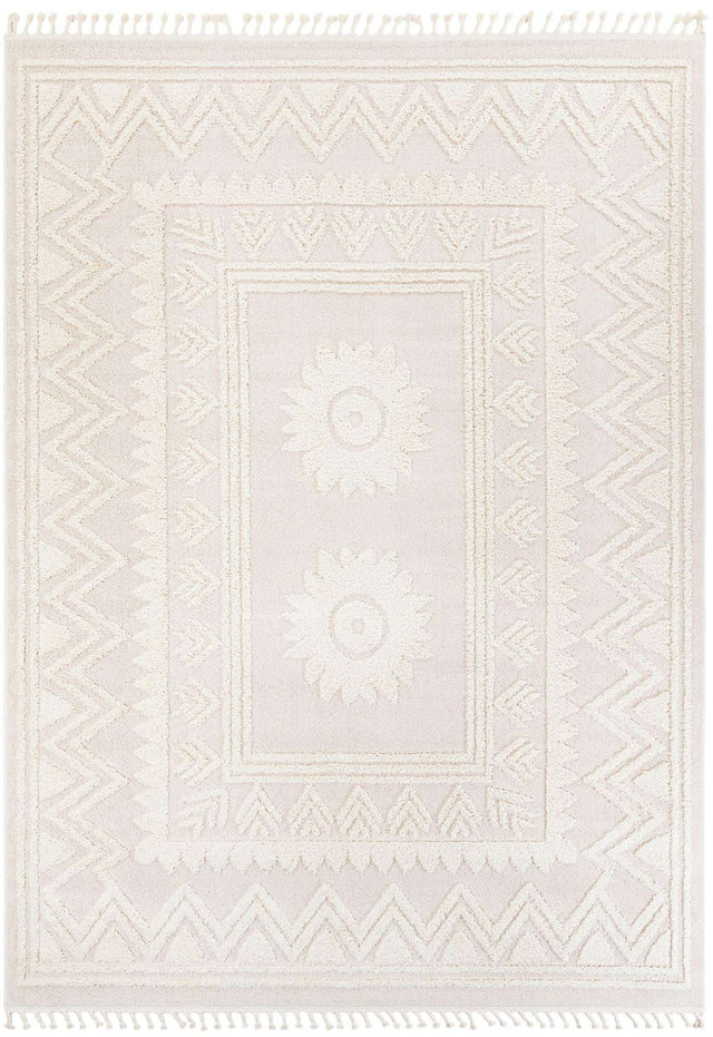 Ivory 10' x 13' 1 Boho Rectangle Area Rug 100% Polyester With Cotton Backing Geometric Modern Boho Bohemian Decor Carpet for Living Rooms Office Dining Kitchen Unique Interior Design for Sale at Rug Engine