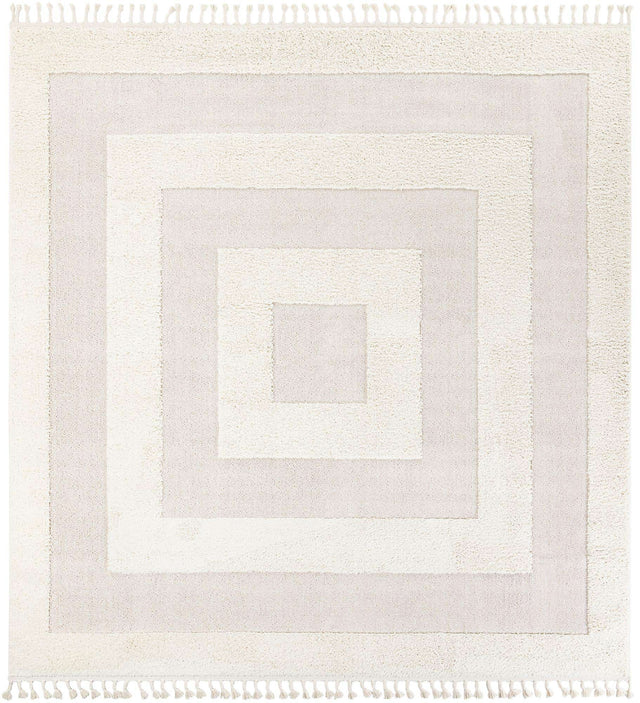 Ivory 10' x 10' Boho Square Area Rug 100% Polyester With Cotton Backing Geometric Modern Boho Bohemian Decor Carpet for Living Rooms Office Dining Kitchen Unique Interior Design for Sale at Rug Engine