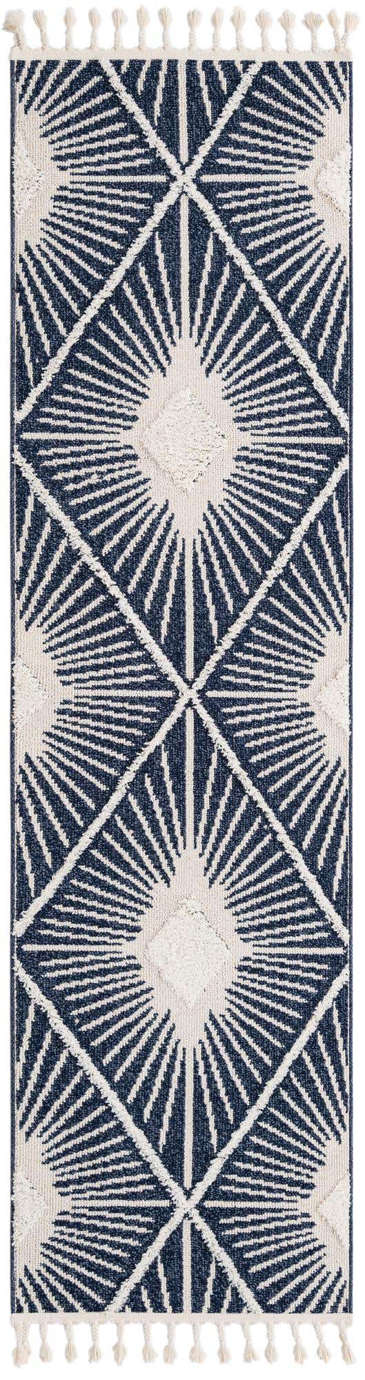 Blue 2' 7 x 10' Boho Runner Area Rug 100% Polyester With Cotton Backing Geometric Modern Boho Bohemian Decor Carpet for Living Rooms Office Dining Kitchen Unique Interior Design for Sale at Rug Engine