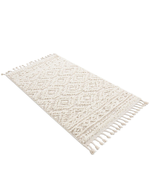 Ivory 3' 3 x 5' 3 Boho Rectangle Area Rug 100% Polyester With Cotton Backing Geometric Modern Boho Bohemian Decor Carpet for Living Rooms Office Dining Kitchen Unique Interior Design for Sale at Rug Engine