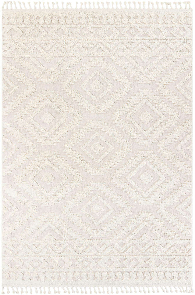 Ivory 7' 10 x 11' Boho Rectangle Area Rug 100% Polyester With Cotton Backing Geometric Modern Boho Bohemian Decor Carpet for Living Rooms Office Dining Kitchen Unique Interior Design for Sale at Rug Engine