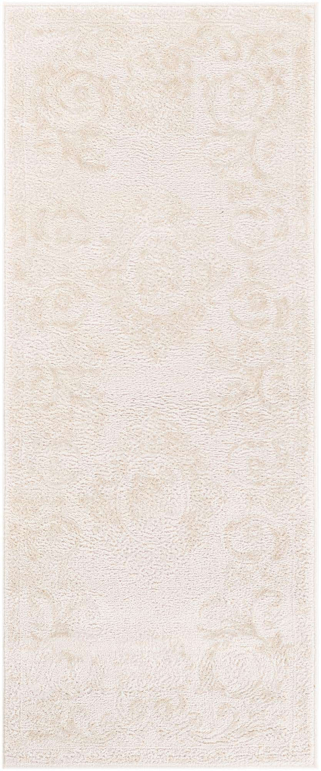 Ivory 2' x 5' 1 Finsbury Runner Area Rug 60% Polypropylene & 40% Polyester Contemporary Carpet for Living Rooms, Dining, Offices for Sale at Rug Engine