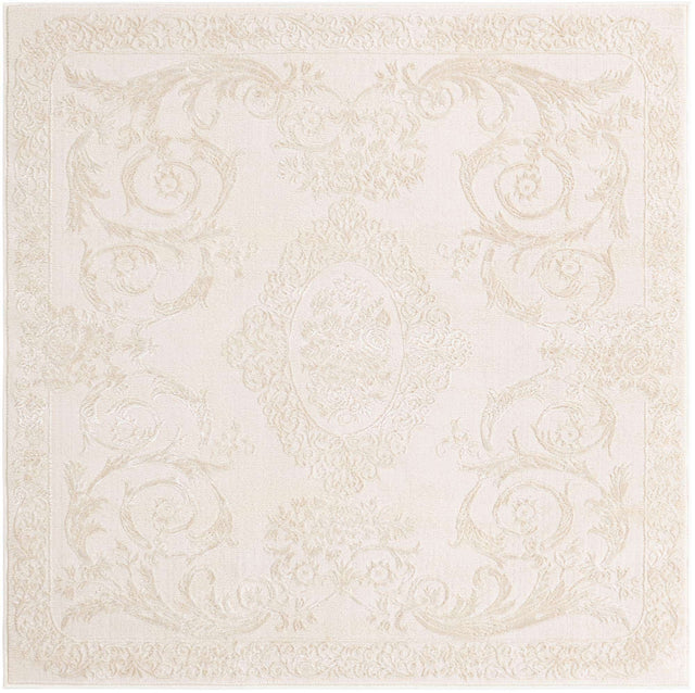 Ivory 5' 3 x 5' 3 Finsbury Square Area Rug 60% Polypropylene & 40% Polyester Contemporary Carpet for Living Rooms, Dining, Offices for Sale at Rug Engine