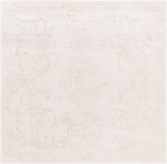 Ivory 6' 1 x 6' 1 Finsbury Square Area Rug 60% Polypropylene & 40% Polyester Contemporary Carpet for Living Rooms, Dining, Offices for Sale at Rug Engine