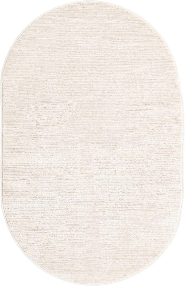 Ivory 3' 3 x 5' 3 Finsbury Oval Area Rug 60% Polypropylene & 40% Polyester Contemporary Carpet for Living Rooms, Dining, Offices for Sale at Rug Engine