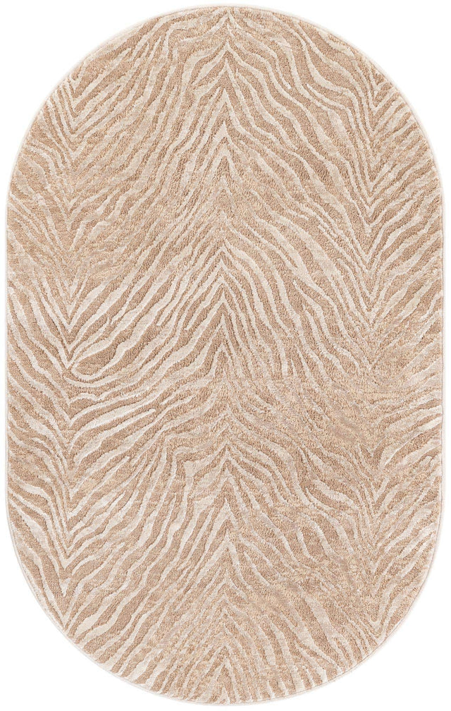 Ivory Beige 3' 3 x 5' 3 Finsbury Oval Area Rug 60% Polypropylene & 40% Polyester Contemporary Carpet for Living Rooms, Dining, Offices for Sale at Rug Engine