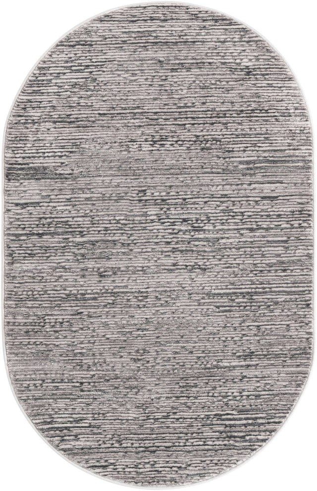 Gray 3' 3 x 5' 3 Finsbury Oval Area Rug 60% Polypropylene & 40% Polyester Contemporary Carpet for Living Rooms, Dining, Offices for Sale at Rug Engine