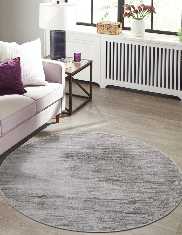 Gray 6' 1 x 6' 1 Finsbury Round Area Rug 60% Polypropylene & 40% Polyester Contemporary Carpet for Living Rooms, Dining, Offices for Sale at Rug Engine