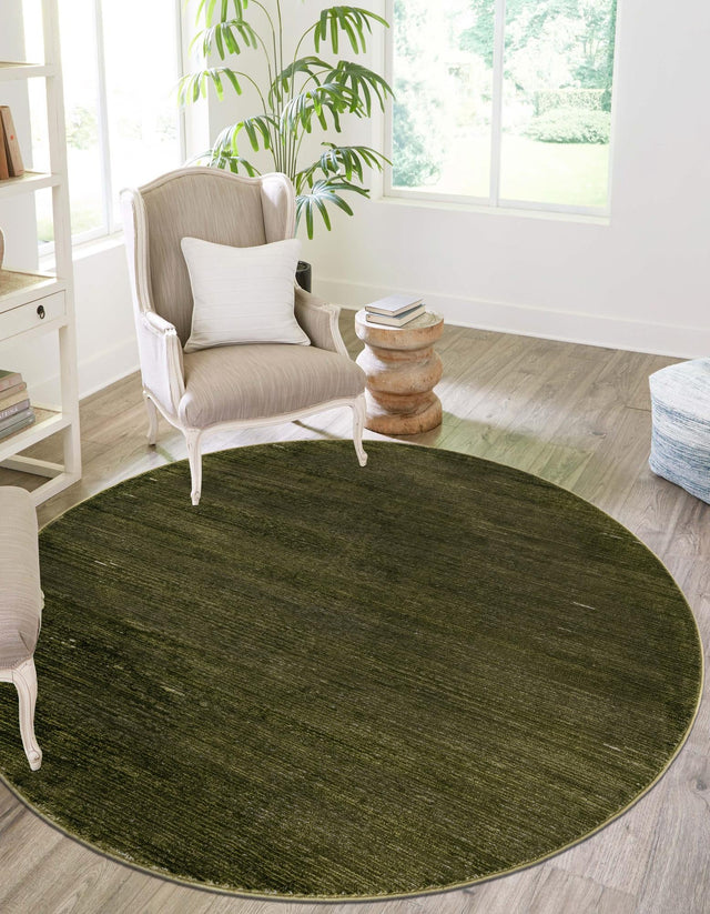 Green 7' 10 x 7' 10 Finsbury Round Area Rug 60% Polypropylene & 40% Polyester Contemporary Carpet for Living Rooms, Dining, Offices for Sale at Rug Engine