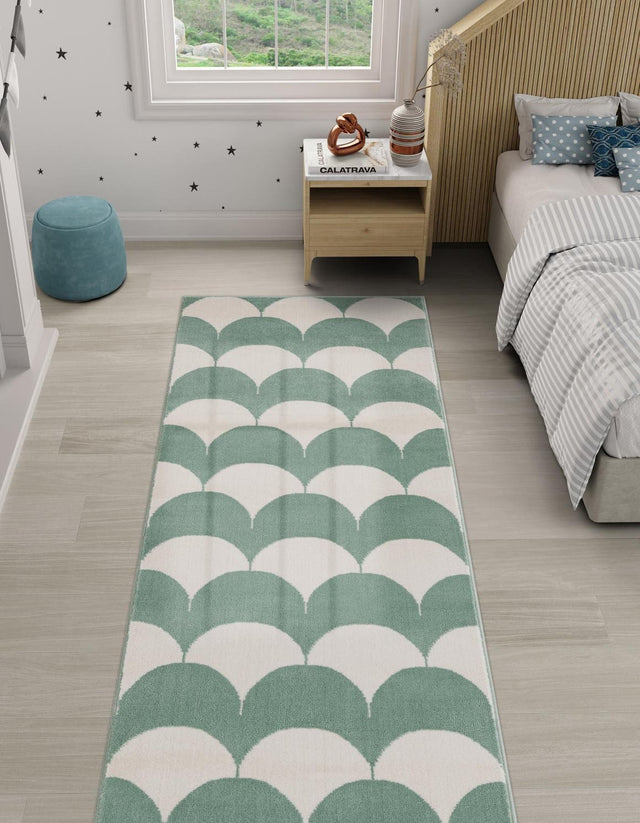 Soft Green 2' x 8' Whimsy Kids Runner Area Rug for Baby Nursery, Toddler Playroom, Bedrooms Playful Fun Design Easy Clean Carpet for Sale at Rug Engine