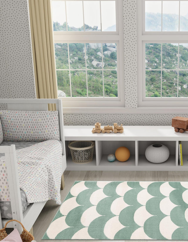 Soft Green 2' x 6' 1 Whimsy Kids Runner Area Rug for Baby Nursery, Toddler Playroom, Bedrooms