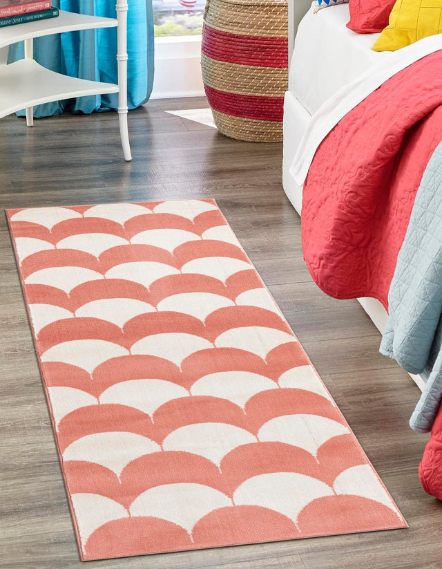 Soft Coral Pink 2' x 8' Whimsy Kids Runner Area Rug for Baby Nursery, Toddler Playroom, Bedrooms