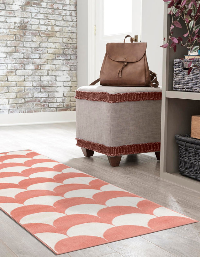 Soft Coral Pink 2' x 6' 1 Whimsy Kids Runner Area Rug for Baby Nursery, Toddler Playroom, Bedrooms