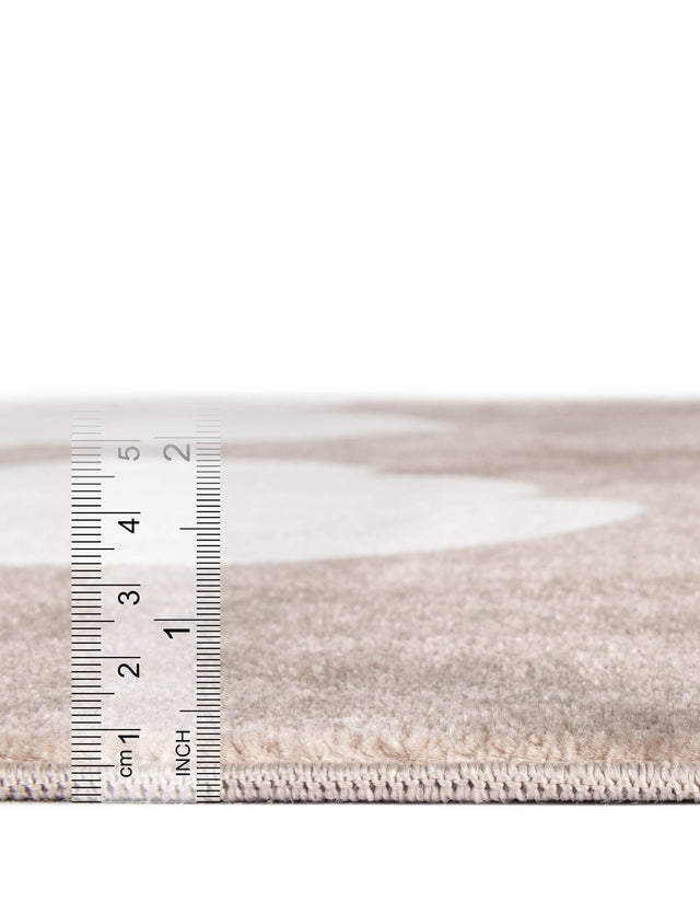 Hazelnut Beige 7' 10 x 7' 10 Whimsy Kids Round Area Rug for Baby Nursery, Toddler Playroom, Bedrooms