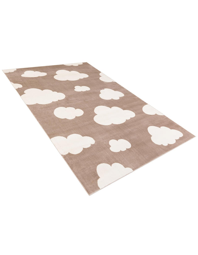 Hazelnut Beige 5' 3 x 8' Whimsy Kids Rectangle Area Rug for Baby Nursery, Toddler Playroom, Bedrooms