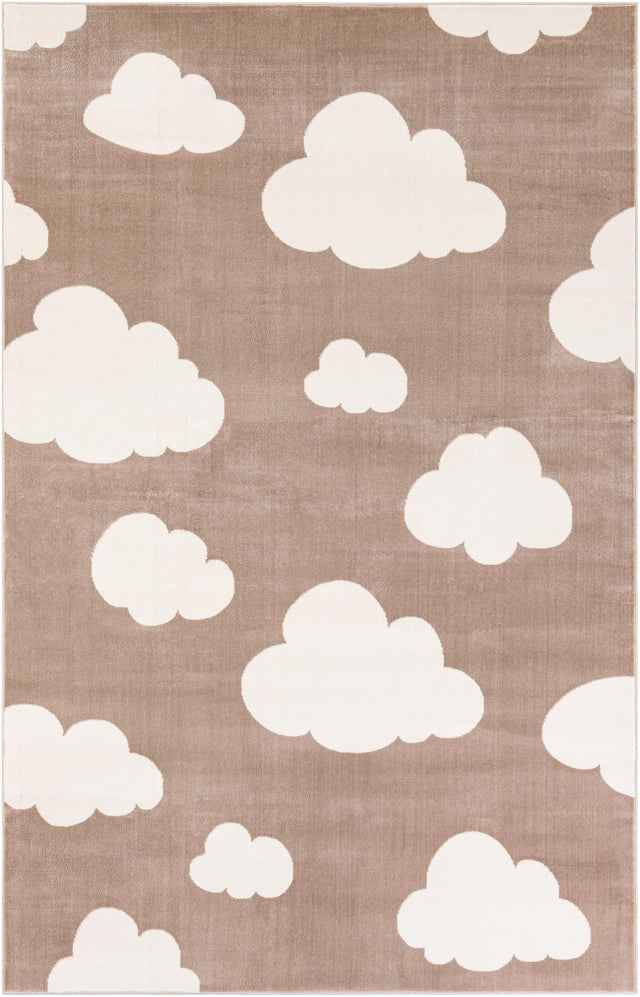 Hazelnut Beige 5' 3 x 8' Whimsy Kids Rectangle Area Rug for Baby Nursery, Toddler Playroom, Bedrooms
