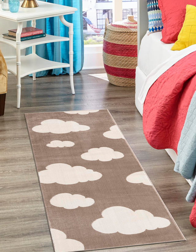 Hazelnut Beige 2' x 8' Whimsy Kids Runner Area Rug for Baby Nursery, Toddler Playroom, Bedrooms