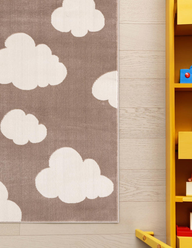 Hazelnut Beige 2' x 8' Whimsy Kids Runner Area Rug for Baby Nursery, Toddler Playroom, Bedrooms