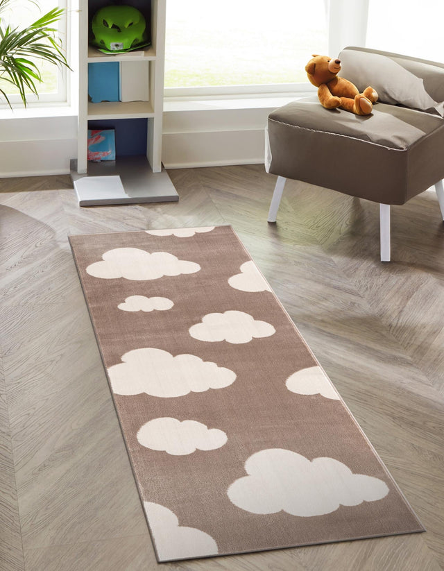 Hazelnut Beige 2' x 5' 1 Whimsy Kids Runner Area Rug for Baby Nursery, Toddler Playroom, Bedrooms
