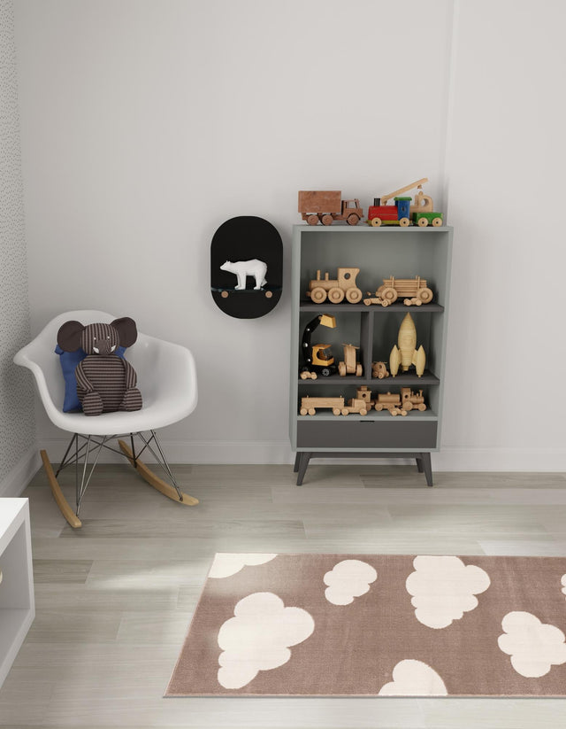 Hazelnut Beige 2' x 5' 1 Whimsy Kids Runner Area Rug for Baby Nursery, Toddler Playroom, Bedrooms