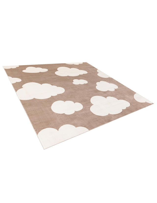 Hazelnut Beige 7' 10 x 7' 10 Whimsy Kids Square Area Rug for Baby Nursery, Toddler Playroom, Bedrooms