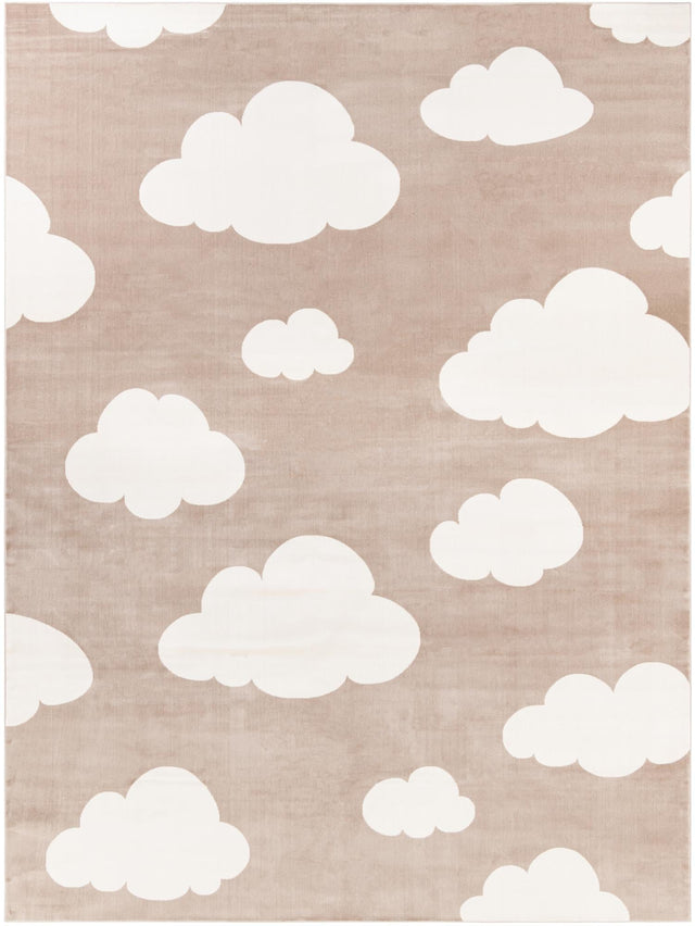 Hazelnut Beige 9' x 12' Whimsy Kids Rectangle Area Rug for Baby Nursery, Toddler Playroom, Bedrooms