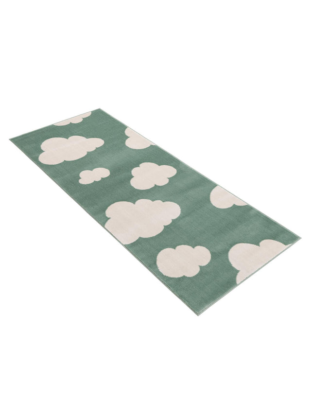 Soft Green 2' x 5' 1 Whimsy Kids Runner Area Rug for Baby Nursery, Toddler Playroom, Bedrooms